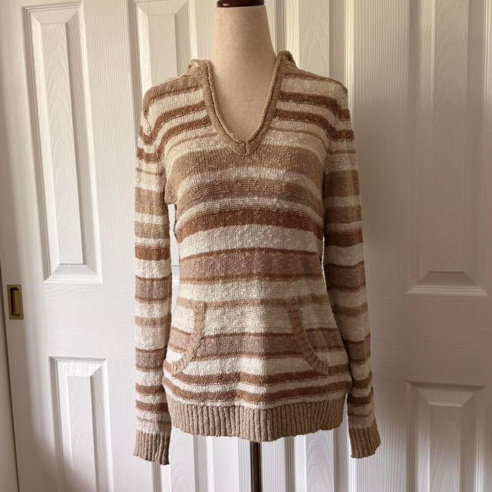 L.L.Bean Women’s Striped Brown Hoodie Preppy Size XS 504843